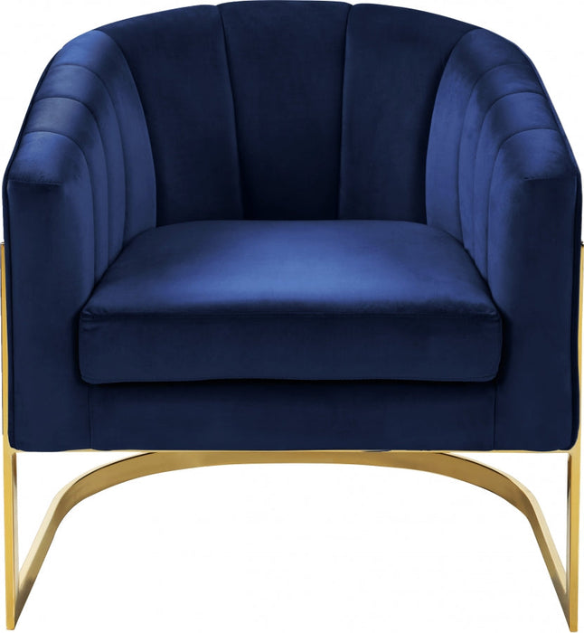 Carter Blue Velvet Accent Chair - 515Navy - Vega Furniture