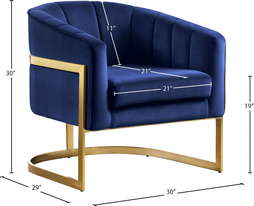 Carter Blue Velvet Accent Chair - 515Navy - Vega Furniture