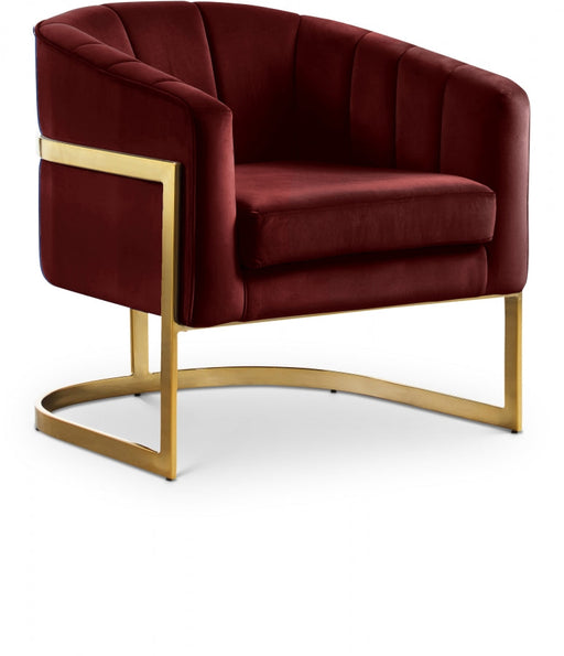 Carter Burgundy Velvet Accent Chair - 515Burg - Vega Furniture