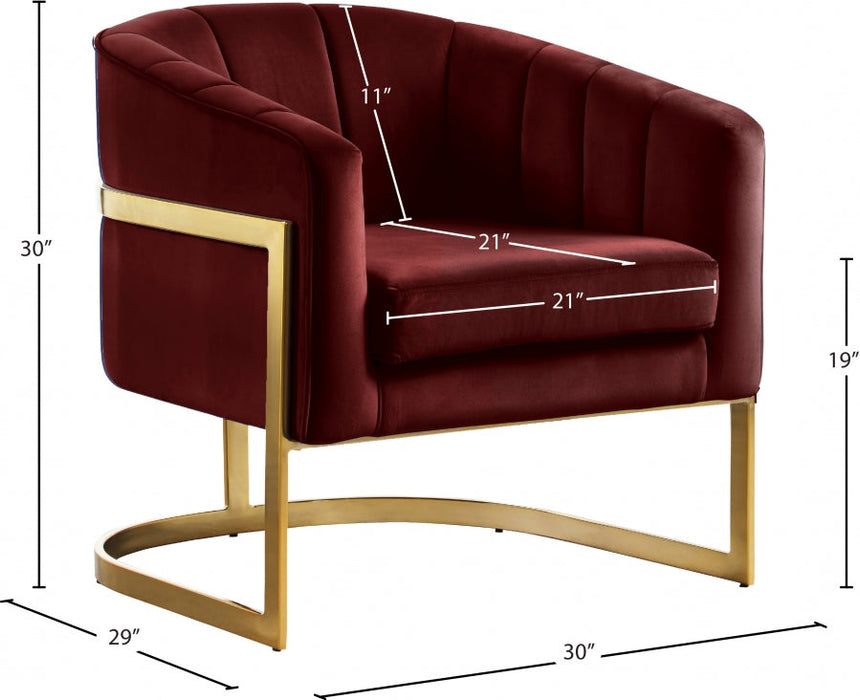 Carter Burgundy Velvet Accent Chair - 515Burg - Vega Furniture