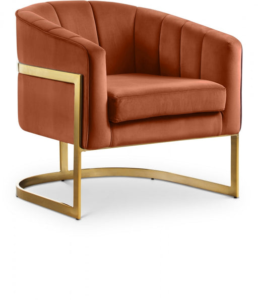 Carter Cognac Velvet Accent Chair - 515Cognac - Vega Furniture