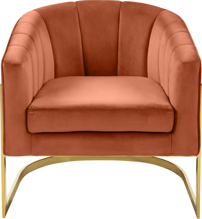 Carter Cognac Velvet Accent Chair - 515Cognac - Vega Furniture