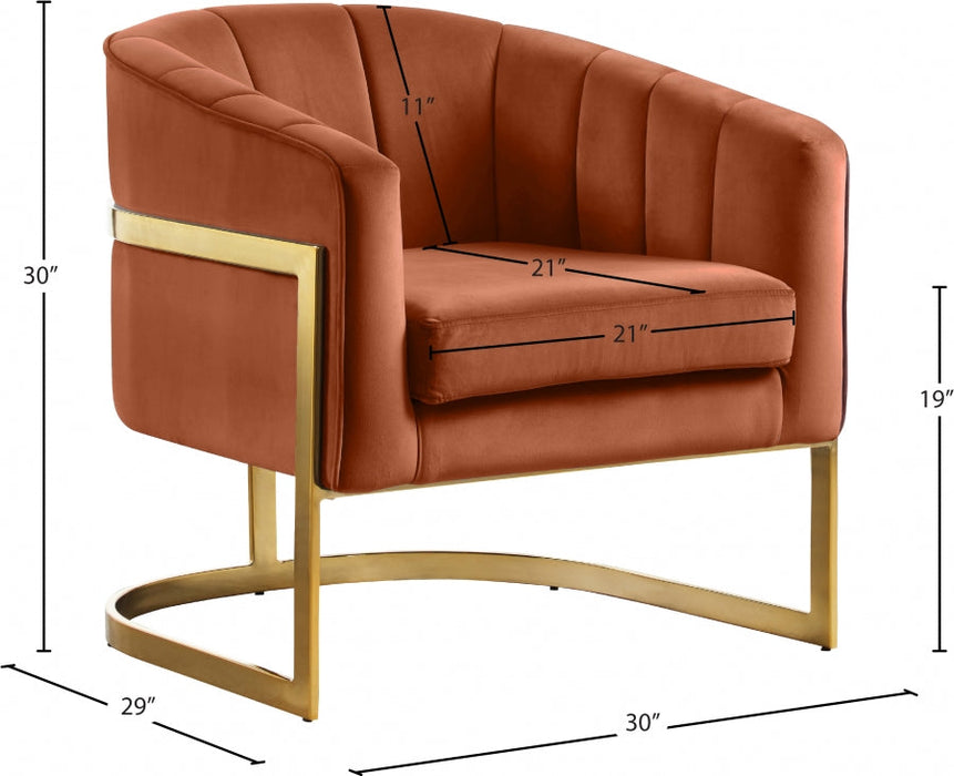 Carter Cognac Velvet Accent Chair - 515Cognac - Vega Furniture