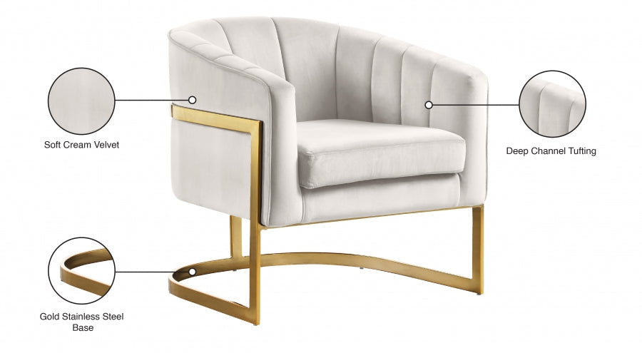 Carter Cream Velvet Accent Chair - 515Cream - Vega Furniture