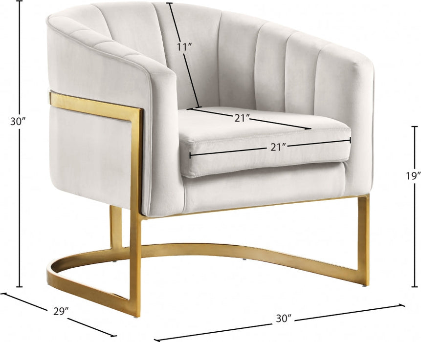 Carter Cream Velvet Accent Chair - 515Cream - Vega Furniture