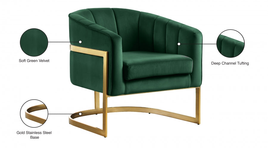 Carter Green Velvet Accent Chair - 515Green - Vega Furniture