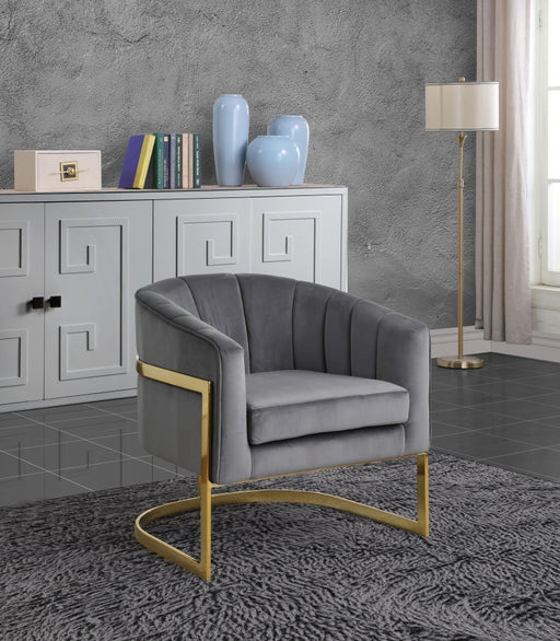 Carter Grey Velvet Accent Chair - 515Grey - Vega Furniture