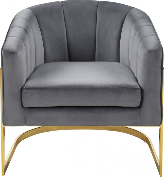 Carter Grey Velvet Accent Chair - 515Grey - Vega Furniture