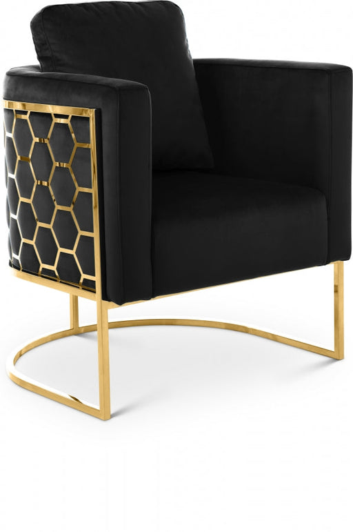 Casa Black Velvet Chair - 692Black-C - Vega Furniture