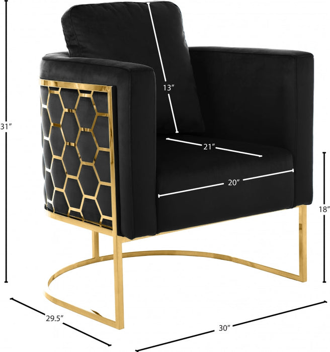Casa Black Velvet Chair - 692Black-C - Vega Furniture