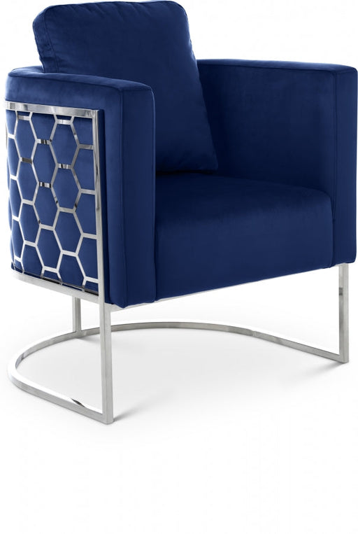 Casa Blue Velvet Chair - 691Navy-C - Vega Furniture