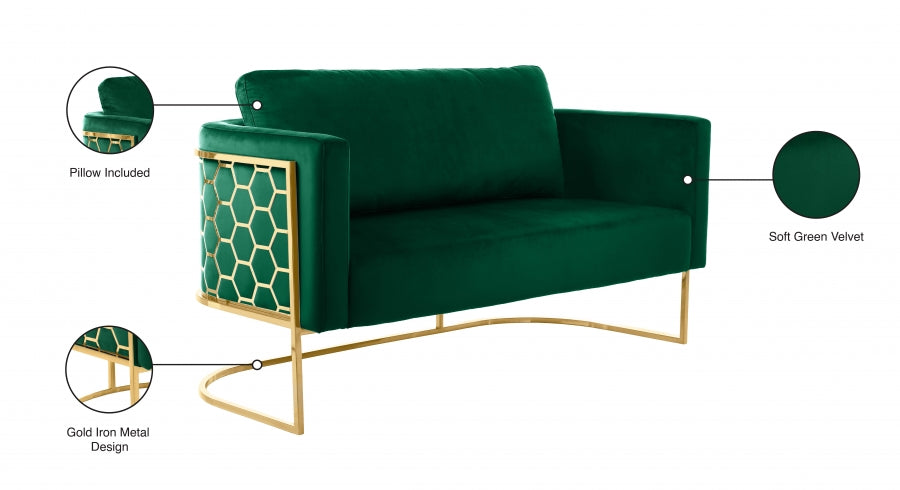 Casa Green Velvet Loveseat - 692Green-L - Vega Furniture