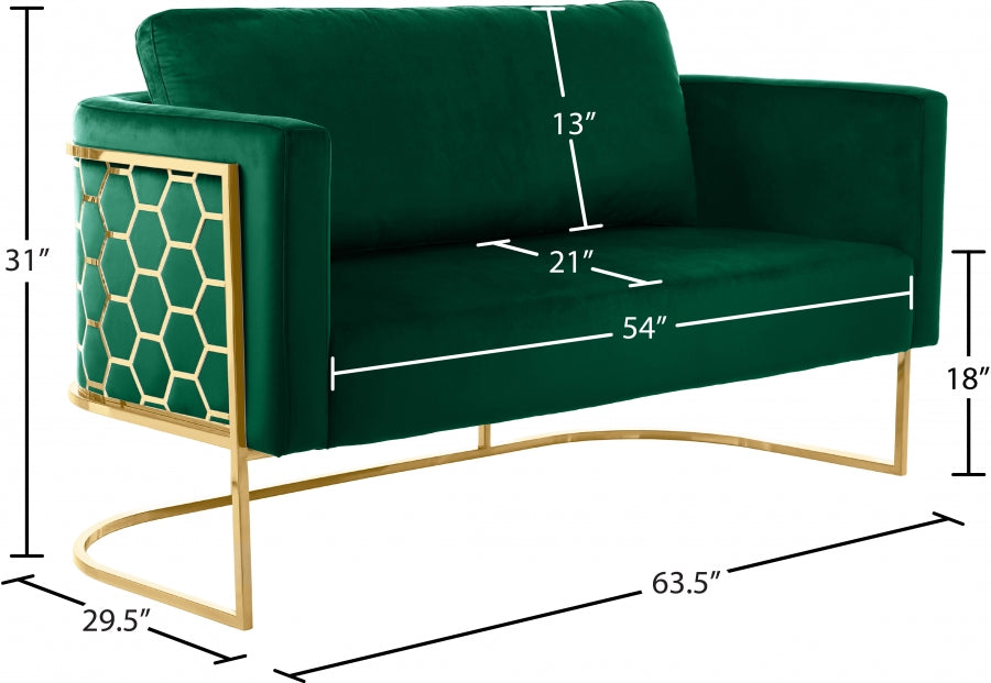 Casa Green Velvet Loveseat - 692Green-L - Vega Furniture