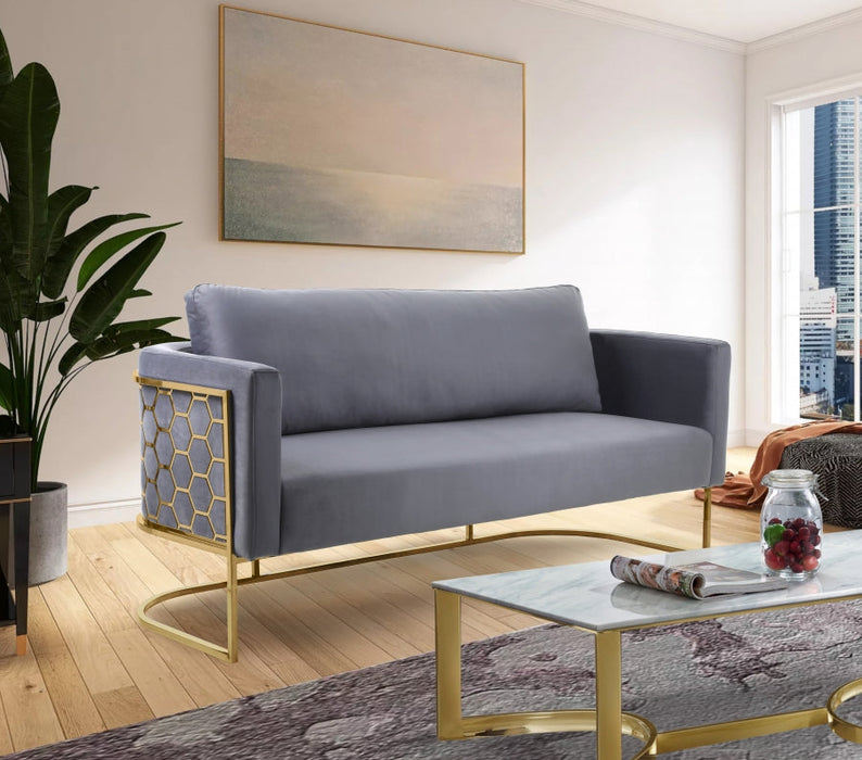 Casa Grey Velvet Sofa - 692Grey-S - Vega Furniture