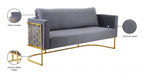 Casa Grey Velvet Sofa - 692Grey-S - Vega Furniture