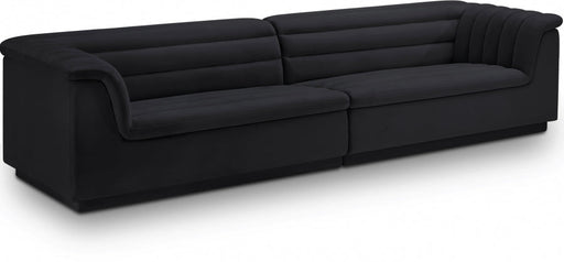 Cascade Velvet Fabric Sofa Black - 194Black-S119 - Vega Furniture