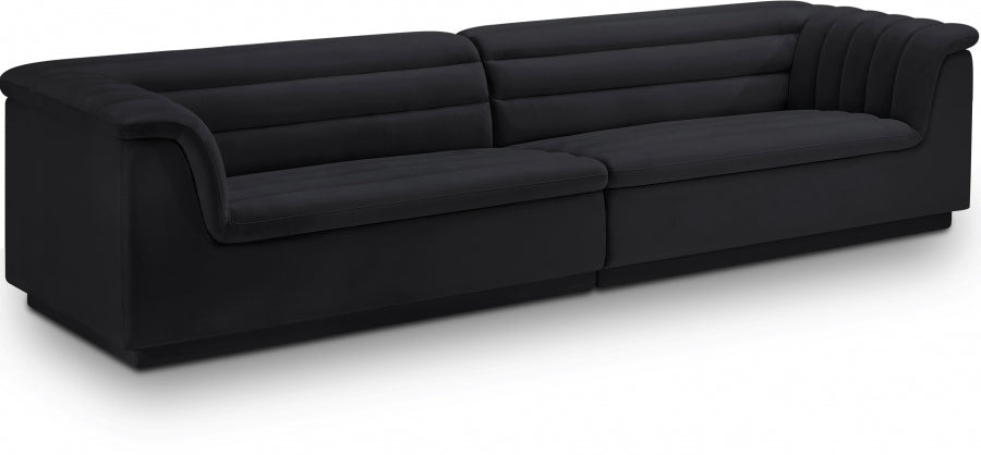 Cascade Velvet Fabric Sofa Black - 194Black-S119 - Vega Furniture