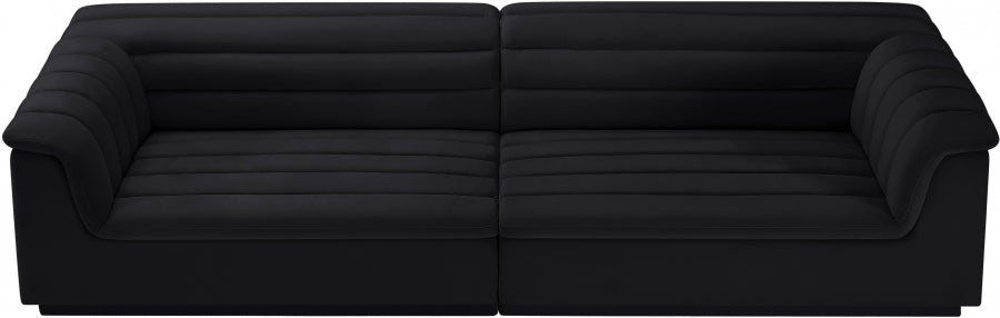 Cascade Velvet Fabric Sofa Black - 194Black-S119 - Vega Furniture