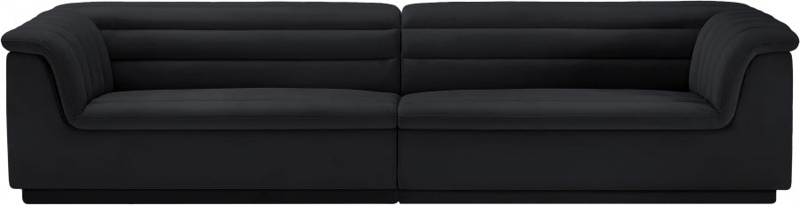 Cascade Velvet Fabric Sofa Black - 194Black-S119 - Vega Furniture