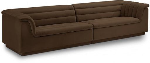 Cascade Velvet Fabric Sofa Brown - 194Brown-S119 - Vega Furniture