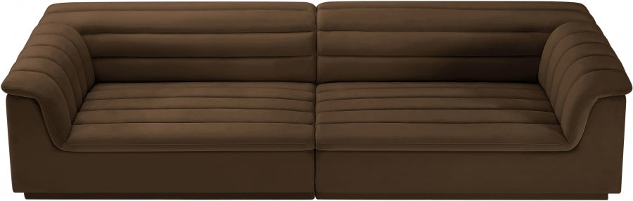 Cascade Velvet Fabric Sofa Brown - 194Brown-S119 - Vega Furniture