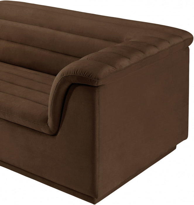 Cascade Velvet Fabric Sofa Brown - 194Brown-S119 - Vega Furniture