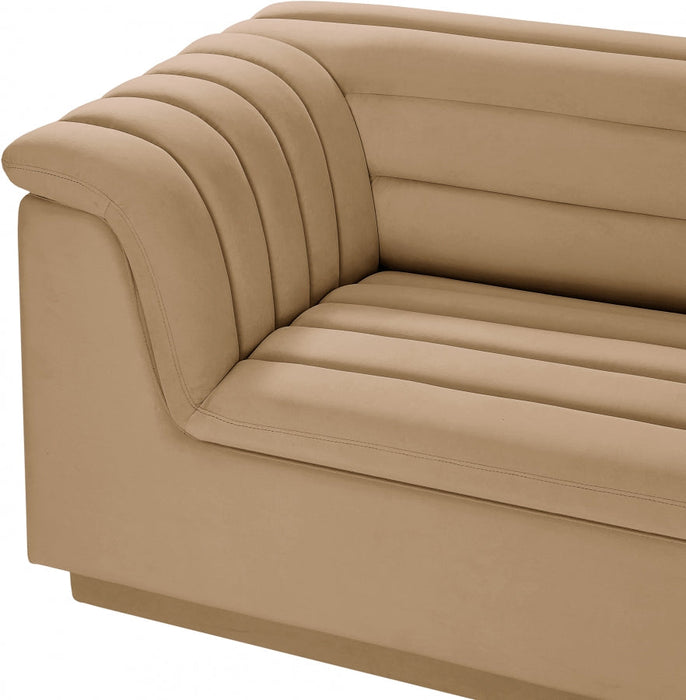 Cascade Velvet Fabric Sofa Camel - 194Camel-S119 - Vega Furniture