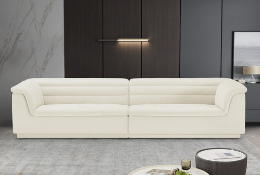 Cascade Velvet Fabric Sofa Cream - 194Cream-S119 - Vega Furniture