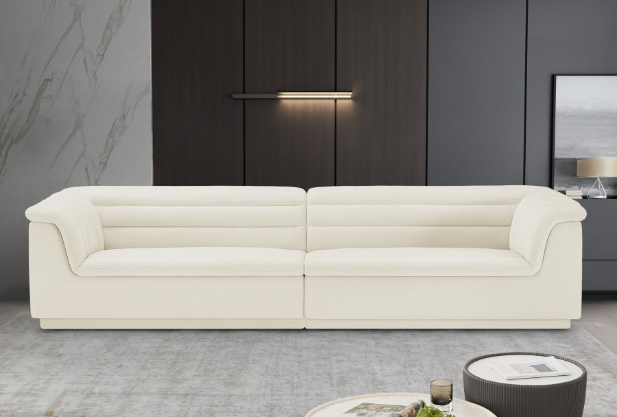 Cascade Velvet Fabric Sofa Cream - 194Cream-S119 - Vega Furniture