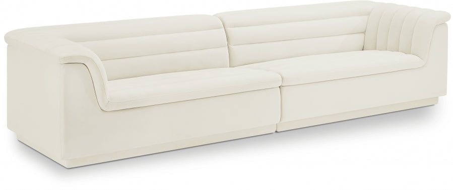 Cascade Velvet Fabric Sofa Cream - 194Cream-S119 - Vega Furniture