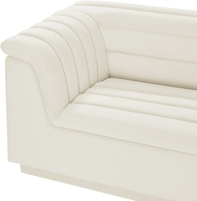 Cascade Velvet Fabric Sofa Cream - 194Cream-S119 - Vega Furniture