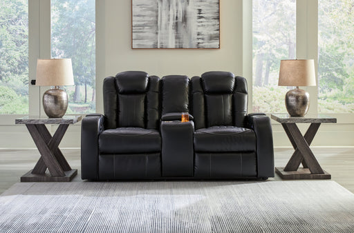 Caveman Den Midnight Power Reclining Loveseat with Console - 9070318 - Vega Furniture