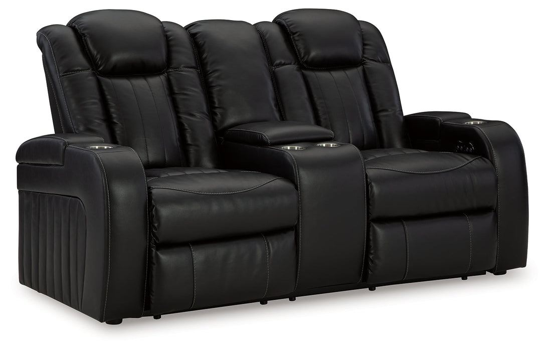 Caveman Den Midnight Power Reclining Loveseat with Console - 9070318 - Vega Furniture