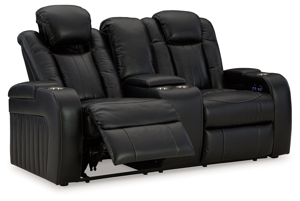 Caveman Den Midnight Power Reclining Loveseat with Console - 9070318 - Vega Furniture