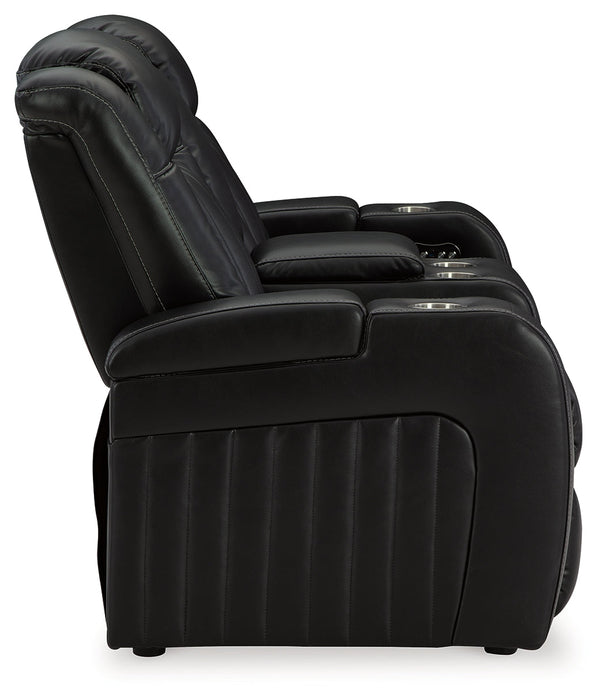 Caveman Den Midnight Power Reclining Loveseat with Console - 9070318 - Vega Furniture