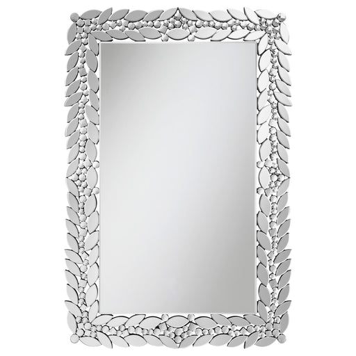 Cecily Rectangular Leaves Frame Wall Mirror with Faux Crystal - 961621 - Vega Furniture