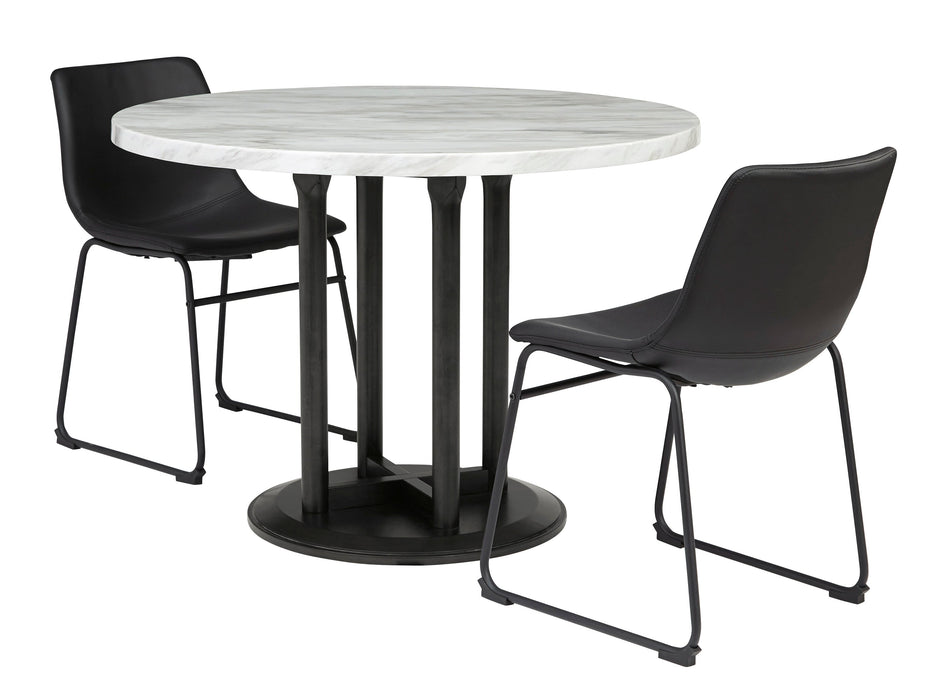Centiar Black/Black 3-Piece Round Counter Height Set - SET | D372-23 | D372-624 - Vega Furniture