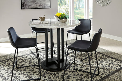 Centiar Black/Black 5-Piece Round Counter Height Set - SET | D372-23 | D372-624(2) - Vega Furniture