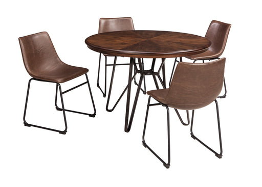 Centiar Brown 5-Piece Round Dining Set - SET | D372-15 | D372-01(2) - Vega Furniture