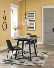 Centiar Gray/Black 3-Piece Round Dining Set - SET | D372-16 | D372-06 - Vega Furniture