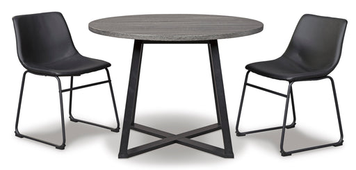 Centiar Gray/Black 3-Piece Round Dining Set - SET | D372-16 | D372-06 - Vega Furniture