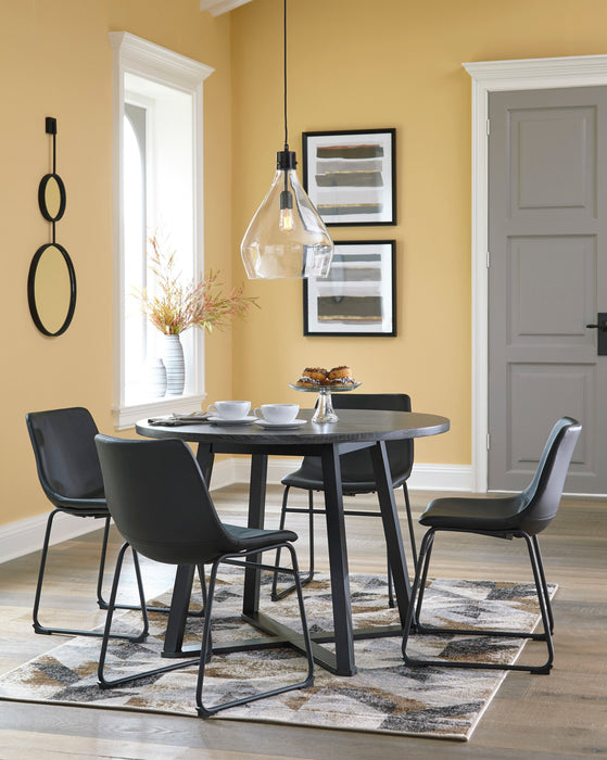 Centiar Gray/Black 5-Piece Round Dining Set - SET | D372-16 | D372-06(2) - Vega Furniture