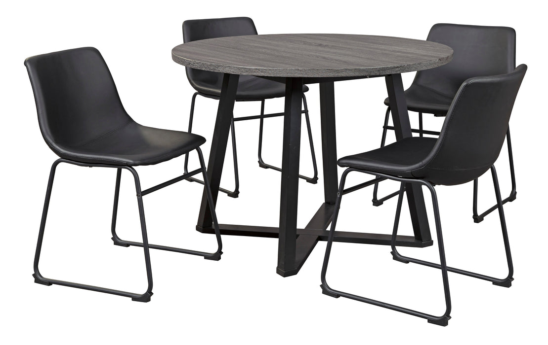 Centiar Gray/Black 5-Piece Round Dining Set - SET | D372-16 | D372-06(2) - Vega Furniture