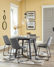 Centiar Gray/Gray 5-Piece Round Dining Set - SET | D372-16 | D372-08(2) - Vega Furniture