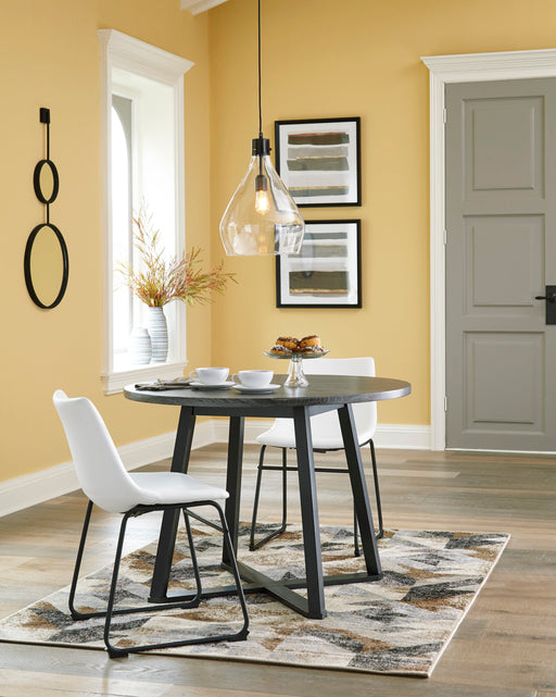 Centiar Gray/White 3-Piece Round Dining Set - SET | D372-16 | D372-07 - Vega Furniture