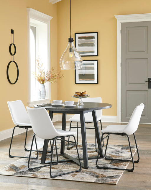 Centiar Gray/White 5-Piece Round Dining Set - SET | D372-16 | D372-07(2) - Vega Furniture