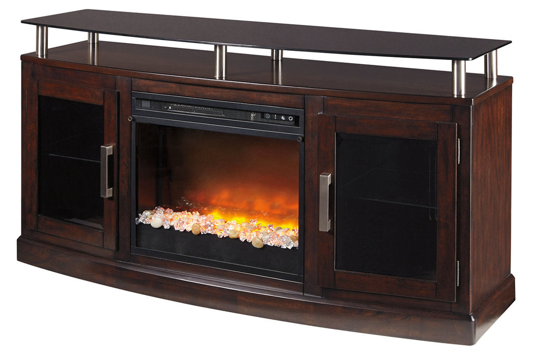 Chanceen Dark Brown 60" TV Stand with Electric Fireplace - SET | W100-02 | W757-48 - Vega Furniture