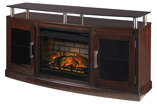 Chanceen Dark Brown 60" TV Stand with Electric Fireplace - SET | W100-101 | W757-48 - Vega Furniture
