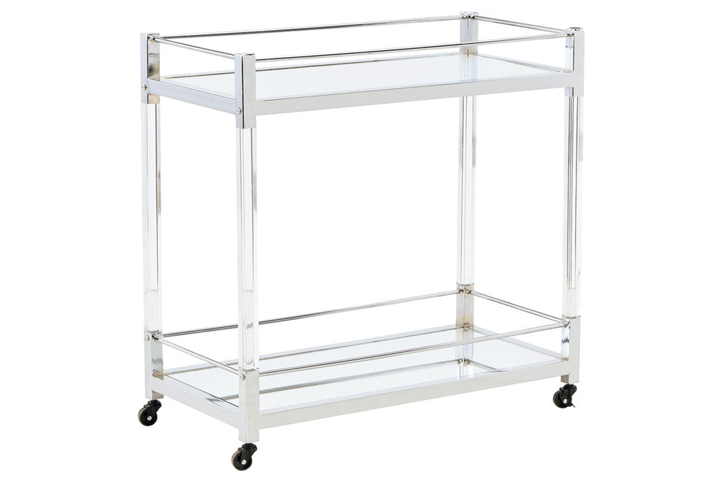 Chaseton Clear/Silver Finish Bar Cart - A4000501 - Vega Furniture