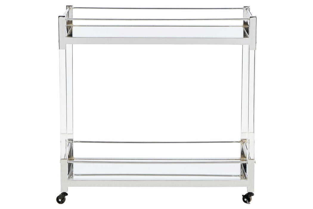 Chaseton Clear/Silver Finish Bar Cart - A4000501 - Vega Furniture